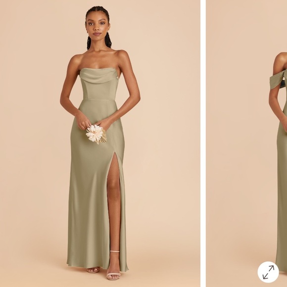 Birdy Grey Mia Convertible Dress - Matte Satin Moss Green - Picture 2 of 4